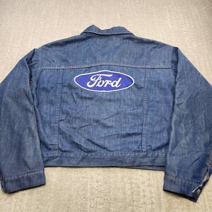 Vintage 60s 70s Denim Jacket Men Large Jc Pennys Ranch Craft Mechanic Cropped